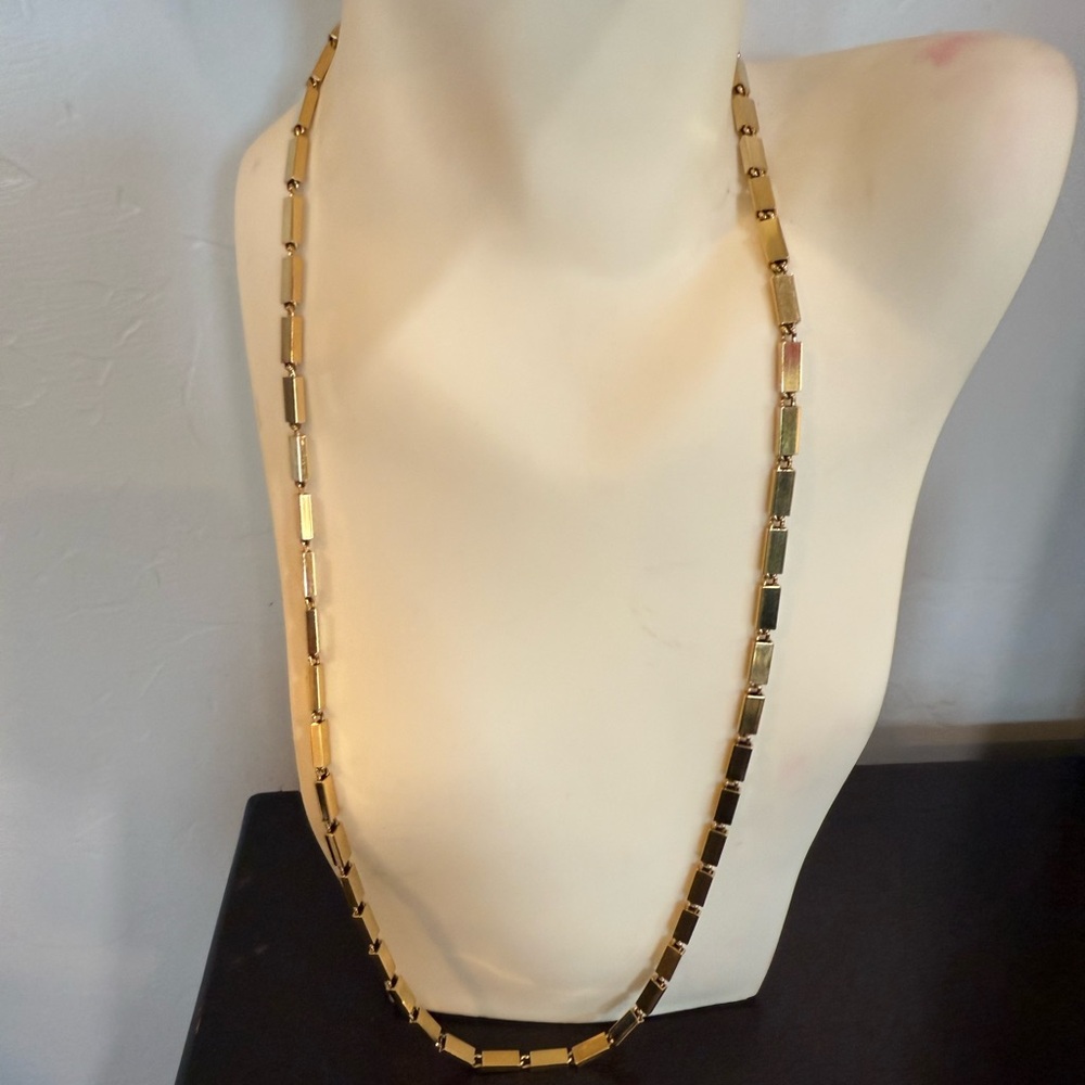 Vintage Monet PAT.PEND Gold box link chain geometric Necklace 30”